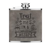 Trust Me I'M A Mago 170ml pelle Sintetica Hip Flask Grigio Funny Magical Best