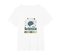 Trust Me I'm A Science Teacher Tavola Periodica Umorismo Maglietta, Donna Plus-Size, Bianco, 3X
