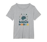 Trust Me I'm A Science Teacher Tavola Periodica Umorismo Maglietta, Donna Plus-Size, Grigio Melange, 1X