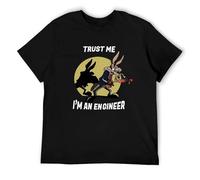 Trust Me Im an Engineer for Men Pure Vintage Round Neck Engineering Tees Homme vêtements Oversize O-Neck 100% Coton Casual Unisexe T-Shirt Noir, Noir, M