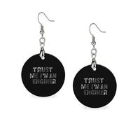 Trust Me I'M an Engineer - Orecchini in legno da donna, rotondi, pendenti, gioielli alla moda, 3,0 x 6,1 cm
