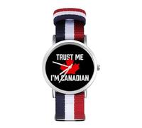 Trust Me I'm Canadian - Orologio sportivo da uomo e donna, con cinturino in nylon, orologio analogico al quarzo, Stile:, regular, Cinturino