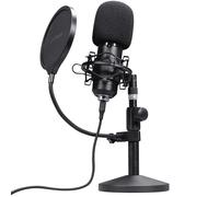 GXTrust 269 Emita II Microfono con Supporto da Tavolo Regolabile, Filtro Pop, Pattern Cardioide 192 kHz/24 bit, Microfono Gaming USB per Podcast Youtube, ASMR, Streaming, Twitch, PC, PS4, PS5, Nero