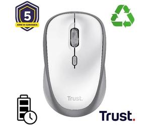 Trust Mouse Yvi+ Wireless Bianco Ottico Ergonomico 1600 DPI