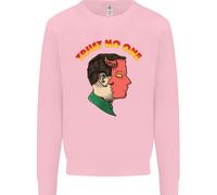 Trust No One Diavolo Demone 2 Facce Satana Uomo Felpa Maglione