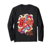 Trust No One Kitsune Fox Pugnale Fan Ukiyo-e Art Maglia a Manica