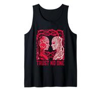 Trust No One Traditor Mask Hidden Pugnale Linocut Canotta