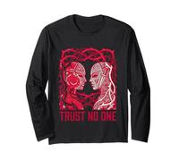 Trust No One Traditor Mask Hidden Pugnale Linocut Maglia a Manica