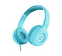 Trust Nouna Cuffie con Filo per Bambina 4-10 Anni con Limitazione del Volume (85dB), Cuffie On Ear Pieghevoli con Microfono Integrato e Adesivi, Jack 3.5mm, Auricolari per Musica, Aereo, Azzurro