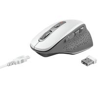 Trust Ozaa Mouse Wireless Ricaricabile, Ergonomico, Sei Pulsanti, Due Pulsanti Silenziosi, Ricevitore USB Plug and Play, Senza Fili, per Computer, Desktop, iPad, PC Portatile, Tablet, Macbook - Bianco