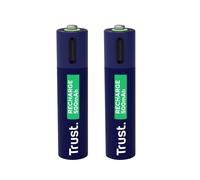 Trust Pile Ricaricabili AAA USB-C 2 Pezzi, Batterie AAA Porta USB-C Integrata, Nessun Caricabatteria Necessario, 500 mAh Pile Mini Stilo Ricaricabili tramite Porta USB, Confezione da 2