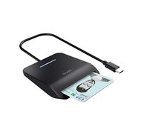 Trust Primo Lettore Smart Card USB-C DNI, Conforme con FIPS 201, FIPS TAA e ISO 7816 Classe A/B/C, Identificazione Personale, Lettore Carta Identita Elettronica, Cavo di 100 cm, Nero