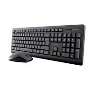Trust Primo Pack Francese AZERTY - Tastiera e mouse wireless, tasti piatti resistenti agli spruzzi, tastiera con tastierino numerico, ricevitore USB singolo, set per PC portatile, Windows Mac