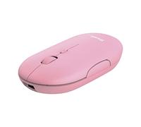 Trust Puck Mouse Wireless Ricaricabile, Bluetooth o 2.4 GHz con Mini Ricevitore USB, Silenzioso, Pulsante DPI, Mouse Bluetooth Ergonomico Senza Fili per PC, Macbook, Mac, Computer, iPad - Rosa