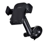 Trust Runo Supporto Auto Smartphone, Montaggio al Parabrezza, Base Salda, Pulsante di Sgancio Rapido, Morsetto Posteriore Gommato, iPhone, Samsung e Altri 55-100 mm - Nero