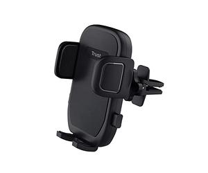 Trust Runo Supporto Auto Smartphone, Supporto per Presa d'Aria per Telefono, Base Salda, Pulsante di Sgancio Rapido, Morsetto Posteriore Gommato, iPhone, Samsung e Altri 55-100 mm - Nero