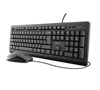 Trust Taro - Set tastiera e mouse con cavo, layout Qwerty UK, tastiera full-size, resistente alle fuoriuscite, cavo da 1,8 m, plug and play USB, combinazione silenziosa per PC e laptop, nero