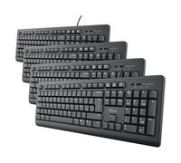 Trust Taro Tastiera layout QWERTY spagnolo, resistente alle vertigini, cavo da 1,8 m, connessione USB, Windows, Mac, PC, laptop, nero (Confezione da 4)