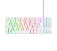 GXTrust 833W Thado Tastiera Gaming TKL Italiano QWERTY, Design Compatto più Piccolo del 20%, Cavo USB 1,8 m, Anti-Ghosting, LED Keyboard USB a Membrana per PC Laptop, Bianco