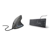 Trust Verto Mouse Verticale Cablato, Mouse Ergonomico con Filo, 1000/1600 DPI &