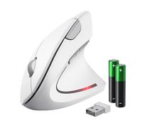 Trust Verto Mouse Verticale Wireless, Mouse Ergonomico senza Filo, Bianco | Ridurre la Tensione del Braccio e del Polso, 800-1600 DPI, 6 Pulsanti, PC Computer Portatile Mac, Batterie Incluse