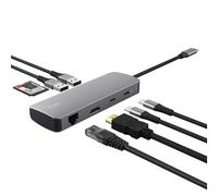 Trust Vylor Hub USB C 8-in-1 Adattatore HDMI 4K@60Hz, Gigabit Ethernet, Lettore di Schede MicroSD/SD, USB-C USB-A, Porta di Ricarica 100W, Docking Station PC Computer Portatili Dell HP MacBook
