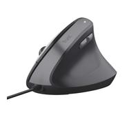 Trust Yuno Mouse Ergonomico Cablato, Mouse Verticale per Destrorsi con Cavo USB da 1,5m, DPI Regolabile (800-2400), Sensore Ottico, 6 Pulsanti, 60% Plastica Riciclata, Macbook, Computer, Laptop - Nero
