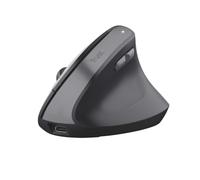 Trust Yuno Mouse Ergonomico Senza Filo, Mouse Verticale Ricaricabile, Ricevitore USB da 2,4GHz, DPI Regolabile (800-2400), Sensore Ottico, 6 Pulsanti, 70% Plastica Riciclata, Macbook, Computer - Nero