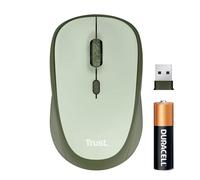 Trust Yvi+ Mouse Wireless Silenzioso con Design Sostenibile, Verde | 800-1600 DPI, per Mano Sinistra e Destra, Microricevitore USB, Mouse Senza Fili Compatto per PC Computer Laptop Mac