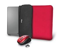 Trust Yvo Set 2-in-1: custodia laptop reversibile e mouse wireless, Rosso