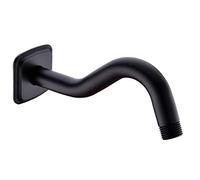 TRUSTMI Braccio doccia curvo con flangia, 20,3 cm, a forma di S, in acciaio inox, prolunga di ricambio, montaggio a parete, nero opaco