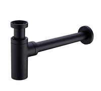 Trustmi - Sifone a bottiglia quadrato, in ottone, cromato o nero opaco