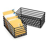 Trusttread Brewing Essentials - Organizer per dolcificanti in acciaio nero opaco, compatto da banco per bustine di zucchero e bustine di tè (confezione da 2)