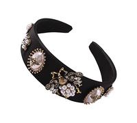 TRUSTTWO Fasce for capelli ape adatte for le donne Fascia for capelli in cristallo con strass barocco Fascia for capelli larga perla simulata Gioielli for copricapo con corona di fiori femminili The N