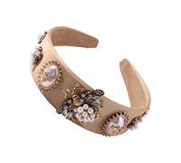 TRUSTTWO Fasce for capelli ape adatte for le donne Fascia for capelli in cristallo con strass barocco Fascia for capelli larga perla simulata Gioielli for copricapo con corona di fiori femminili The N
