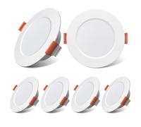 TrustWheel Faretti LED da Incasso 12V Camper, 3W 300LM Luci da Soffitto Downlight, Bianco Freddo 6000K, Faretti da Incasso IP44 per Roulotte Cucina Bagno Cartongesso, Diametro Foro Ø70-75mm, Set di 6