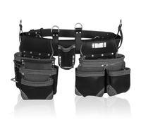 TRUTUCH Borsa porta attrezzi da falegname, in pelle di grana, con 18 tasche, borsa per attrezzi da carpentiere, borsa per attrezzi da carpentiere (nero)