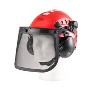 TRUTZHOLM Forsthelm Casco Protezione con Visiera e Cuffie Rosso ABS 1 pz