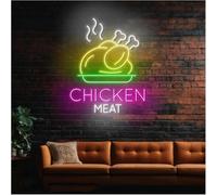 Truvix Luci al neon Insegne al neon per carne di pollo dall'atmosfera rilassante, alimentate da, luci(35cmx37cm)