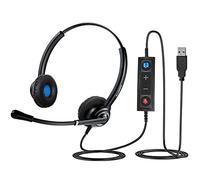 TruVoice VoicePro 20 Duo Cuffie USB Professionali con Microfono a cancellazione di Rumore e Controlli per Le chiamate in Linea - Funziona con Skype, Zoom, Cisco Jabber, Dragon, Avaya X e Altri