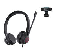 TruVoice Voicepro 80 Premium Headset e Webcam Bundle (include cuffie USB a doppio orecchio e webcam 1080p) combinazione all-in-one