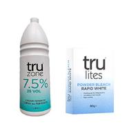 Truzone 7.5% 25vol Crema Perossido 1L & Trulites Bianco Polvere Hair Bleach 80g