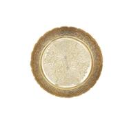 TRV Vastu Nakshi Piatto Bhog in ottone per Pooja | Puja Thali realizzato a mano con incisione floreale | Piatto Prasadam per decorazione domestica Mandir - 15 cm, 219 g