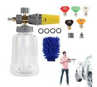 Trveqhk Spruzzatore in schiuma per lavaggio auto, dispenser di sapone per idropulitrice, corpo trasparente, bottiglia di sapone da 1 litro, ugello regolabile con connettore da 1/4 di pollice per