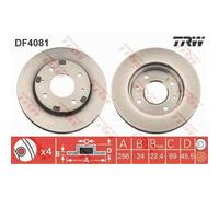 TRW 2x Disco Freni Anteriore 256 Ventilato per Mitsubishi Space Star Dg _A
