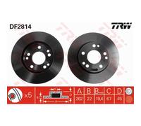 TRW 2x Disco Freni Anteriore 262 Ventilato per Mercedes-Benz 190 W201 DF2814