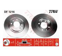 TRW 2x Disco Freni Anteriore 266 Pieno per Citroën Bx Break Xb- _ Peugeot 405