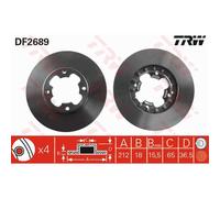 TRW 2X Disco Freno Anteriore 212 Ventilato Per Subaru Libero Bus E10 E12