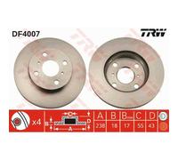 TRW 2X Disco Freno Anteriore 238 Ventilato Per Toyota Starlet EP9_ _P8_