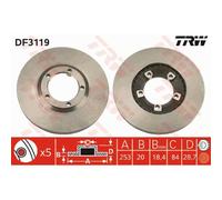 TRW 2X Disco Freno Anteriore 253 Ventilato Per Hyundai H100 Furgone P DF3119